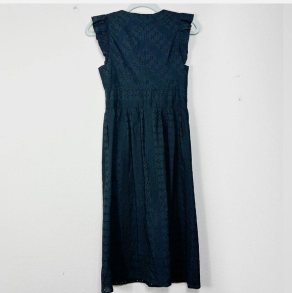 J. Crew Midi Button Up Front Eyelet 100% Cotton Black Dress Size 6 - Picture 5 of 11